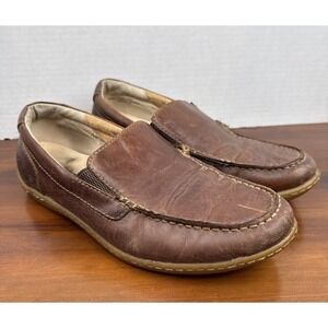 Men's Born Brompton Brown Leather Loafers Size 9.5M Moc Toe Slip On Driving Shoe
